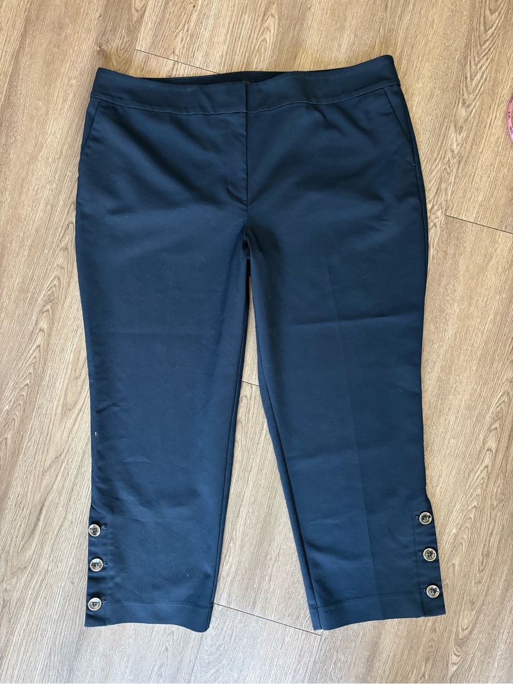 Ann Taylor Factory Navy Cropped Capri Button Detail